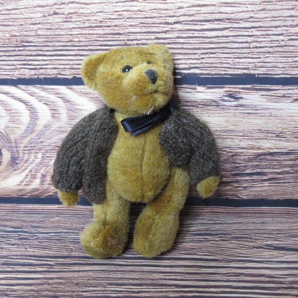 Boyds Bear Jointed Plush Light Brown Fur in brown Sweater - Vintage 1994 - Picture 2 of 6